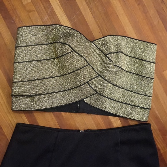 nameless Tops - Gold crop bandage bustier